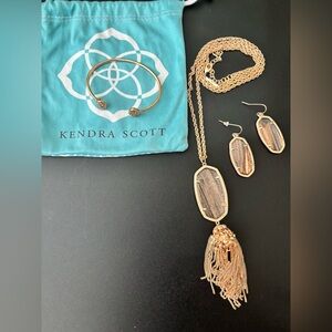 Kendra Scott Rose Gold Dusted Glass Rayne Necklace Bracelet and Dani Earring Set